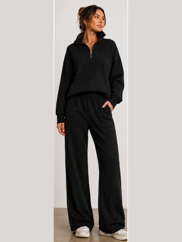 Wide Leg Lounger Pant - Heather Black
