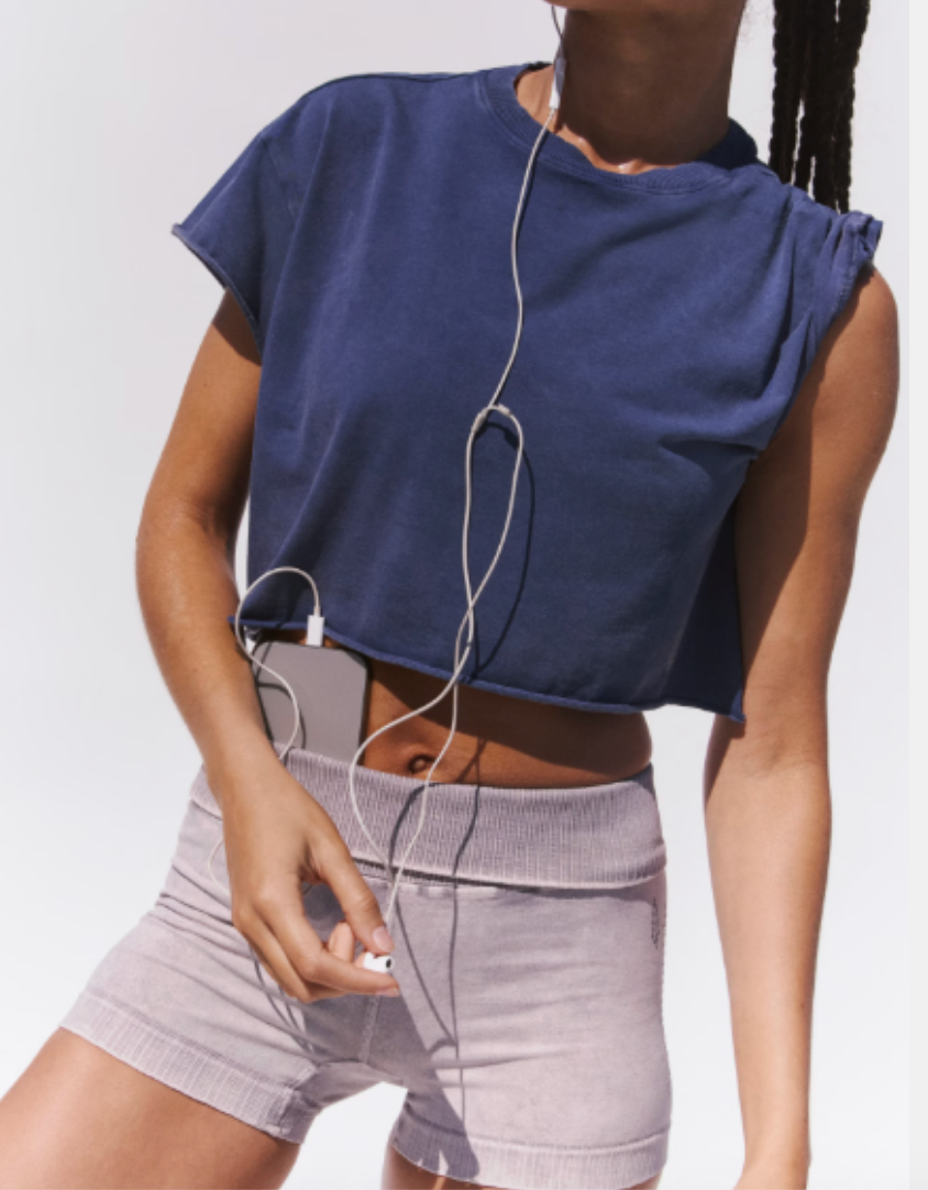Hot Shot Cropped Tee - True Navy