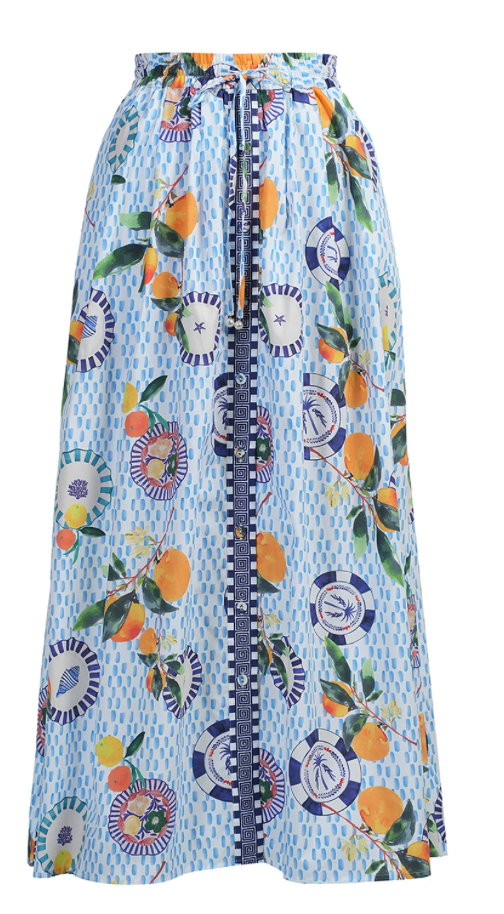 Bernie Print Skirt - White