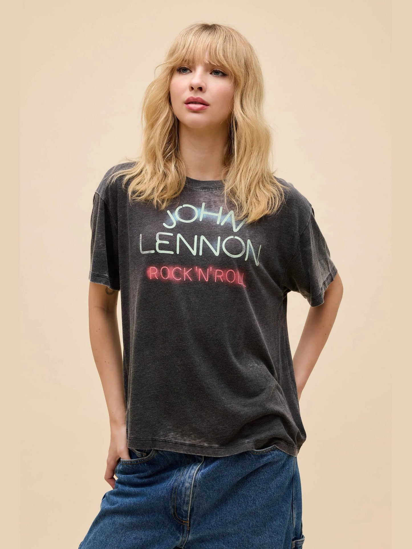 John Lennon Rock n Roll Off Burnout BF Tee