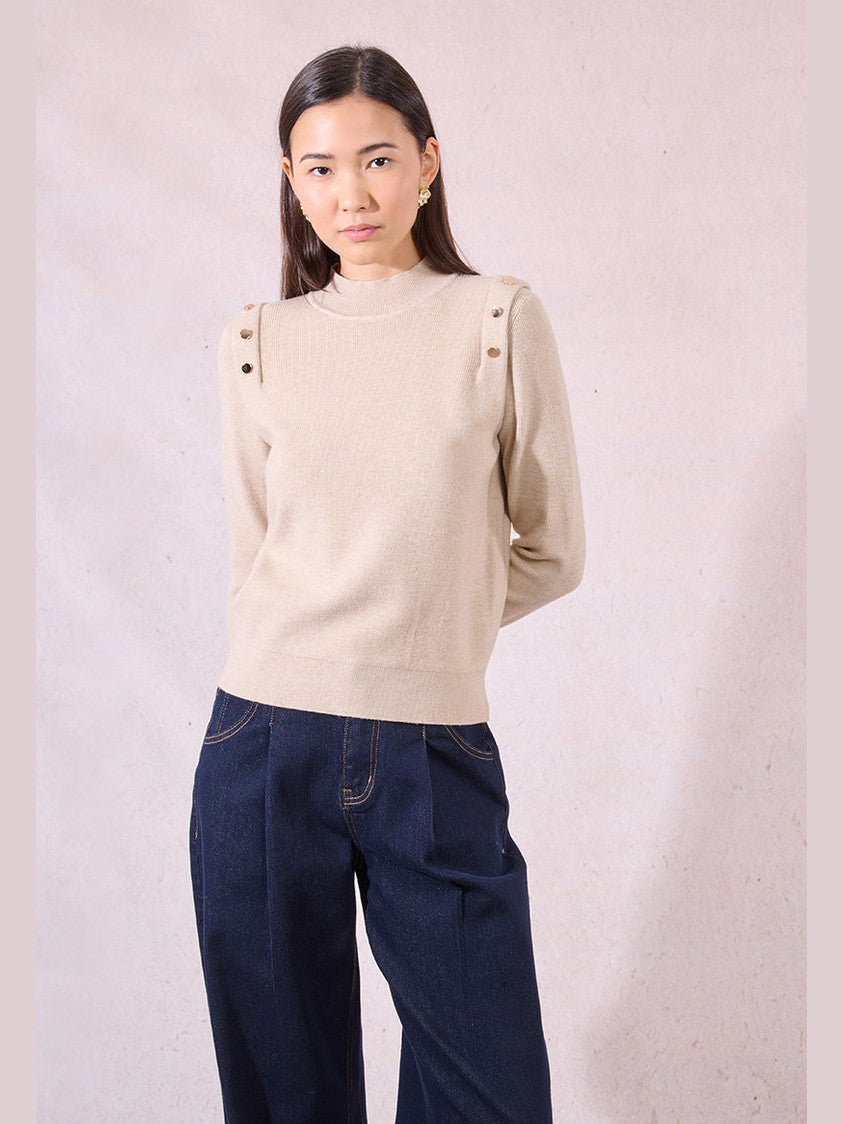 Button Sleeve sweater - beige