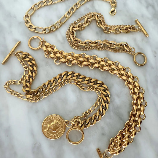Sonnet Double Chain Toggle Coin Bracelet