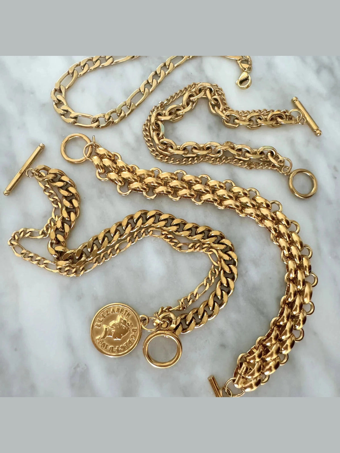 Sonnet Double Chain Toggle Coin Bracelet