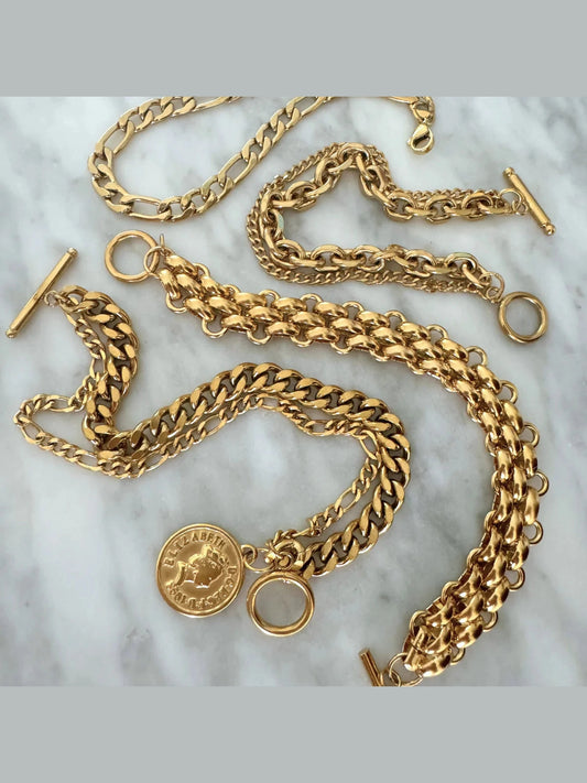 Sonnet Double Chain Toggle Coin Bracelet