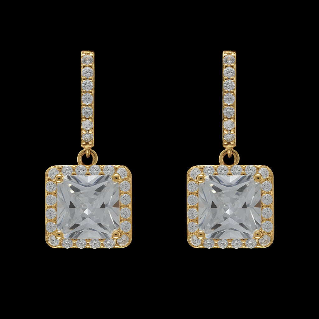 Square Pave Drop Earring