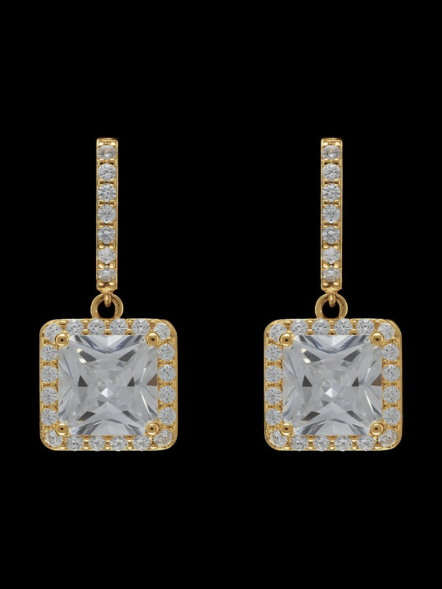 Square Pave Drop Earring