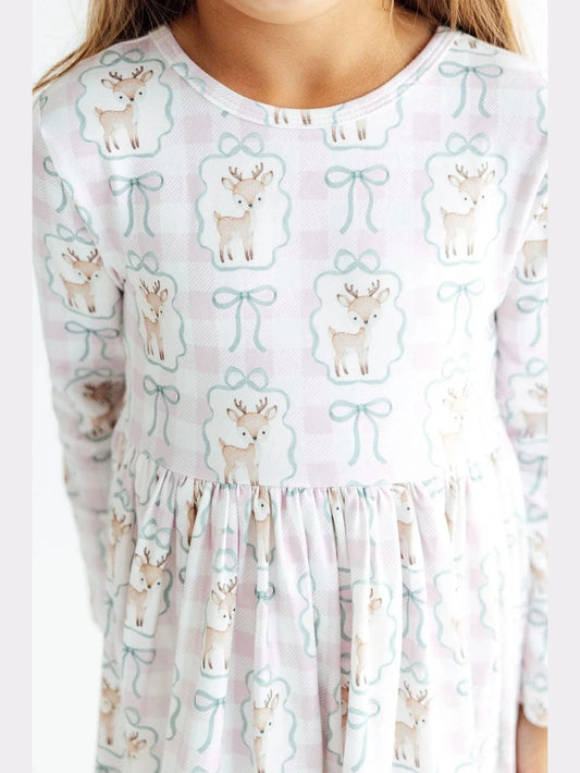 Woodland Whimsy L/S ruffle Hem Twirl Dress