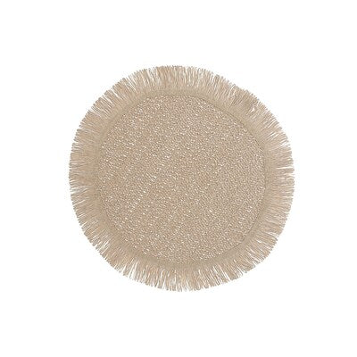 Placemats - Round Tan with Fringe