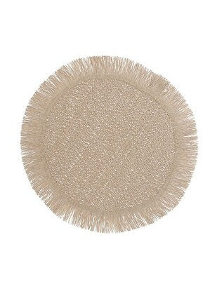 Placemats - Round Tan with Fringe