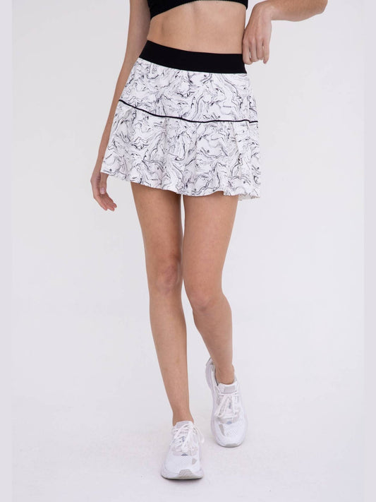 Marbled Swirls Pleated Active Skort