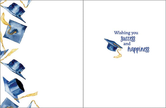 Graduation Greeting Card - Navy Grad Caps