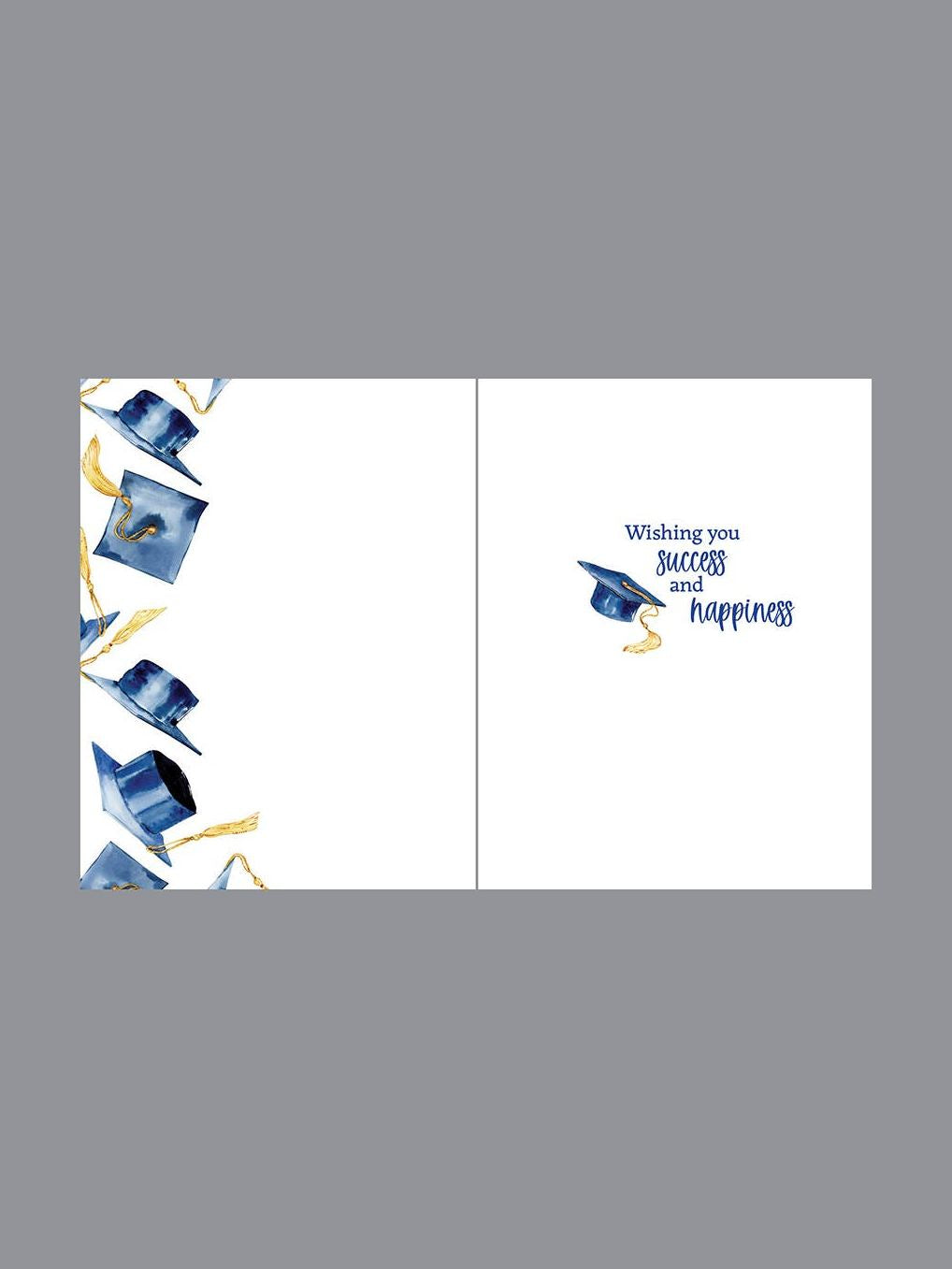 Graduation Greeting Card - Navy Grad Caps