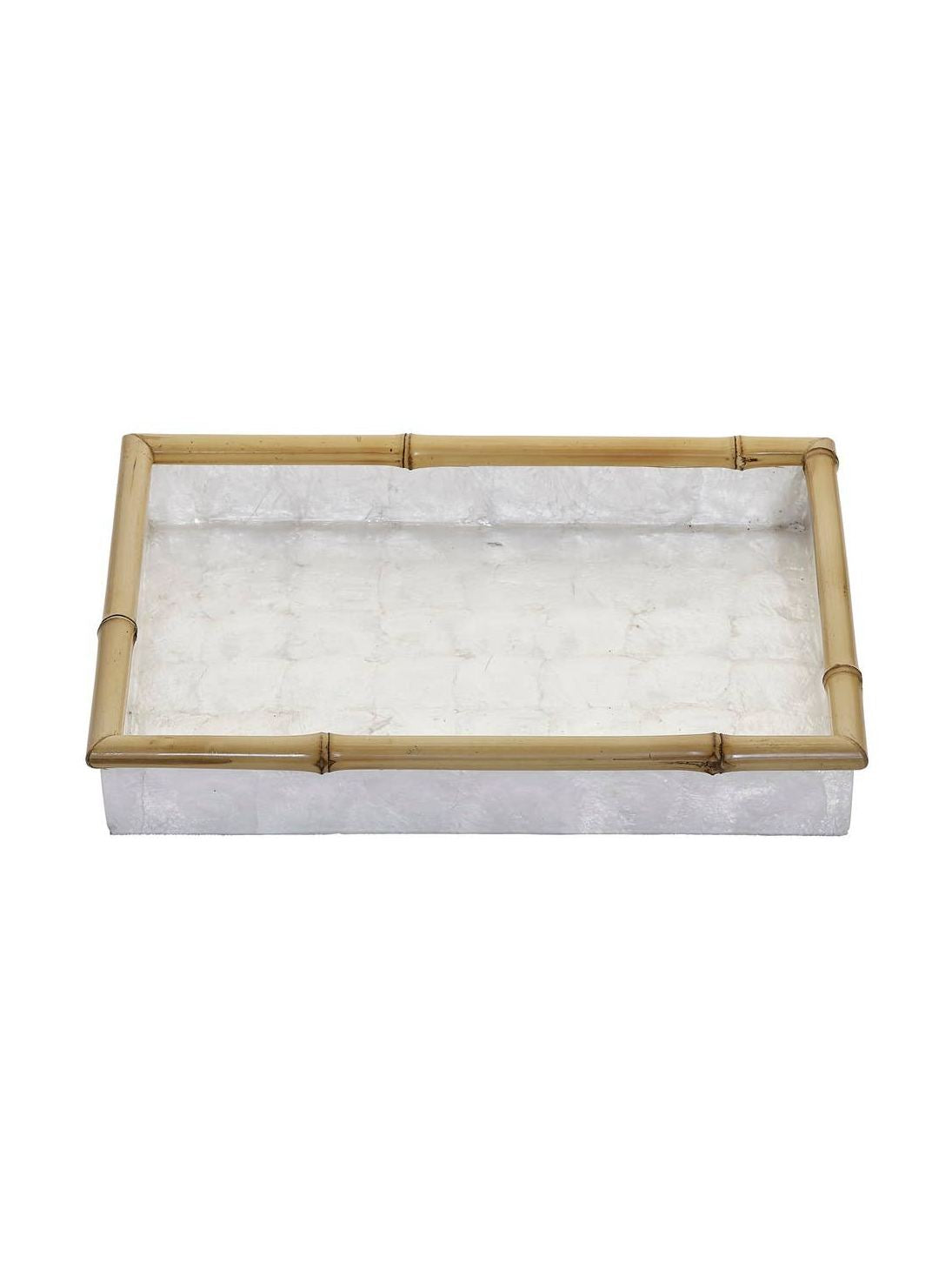 Ivory Capiz Tray w/ Bamboo Trim (Medium) 13.75 x 9.85 x 2.75