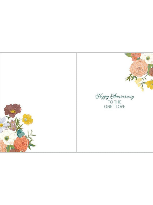 Anniversary Greeting Card - Golden Boho Flowers