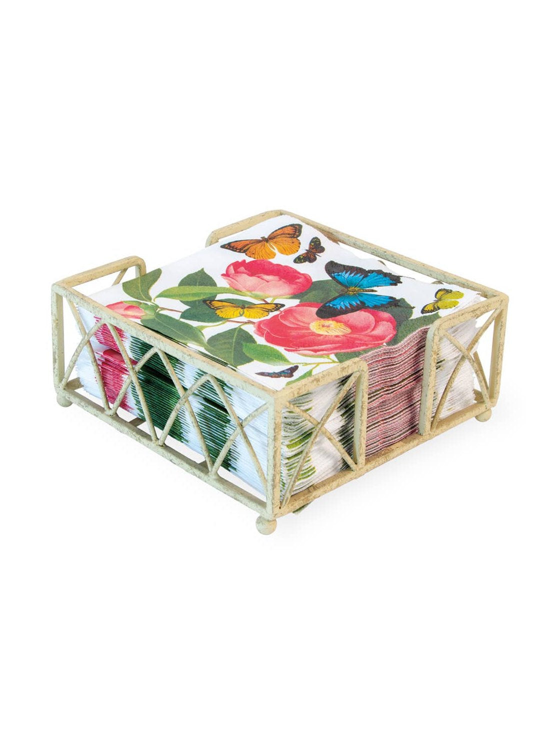 Paper Cocktail Napkin Metal Caddy Arch Antique White