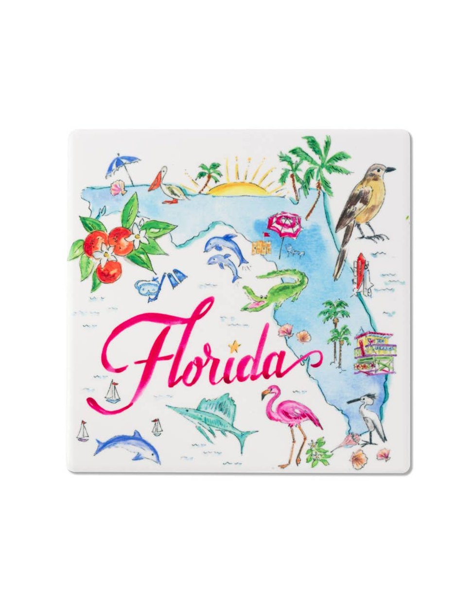 FL State Collection Ceramic Coaster Florida Rosanne Beck