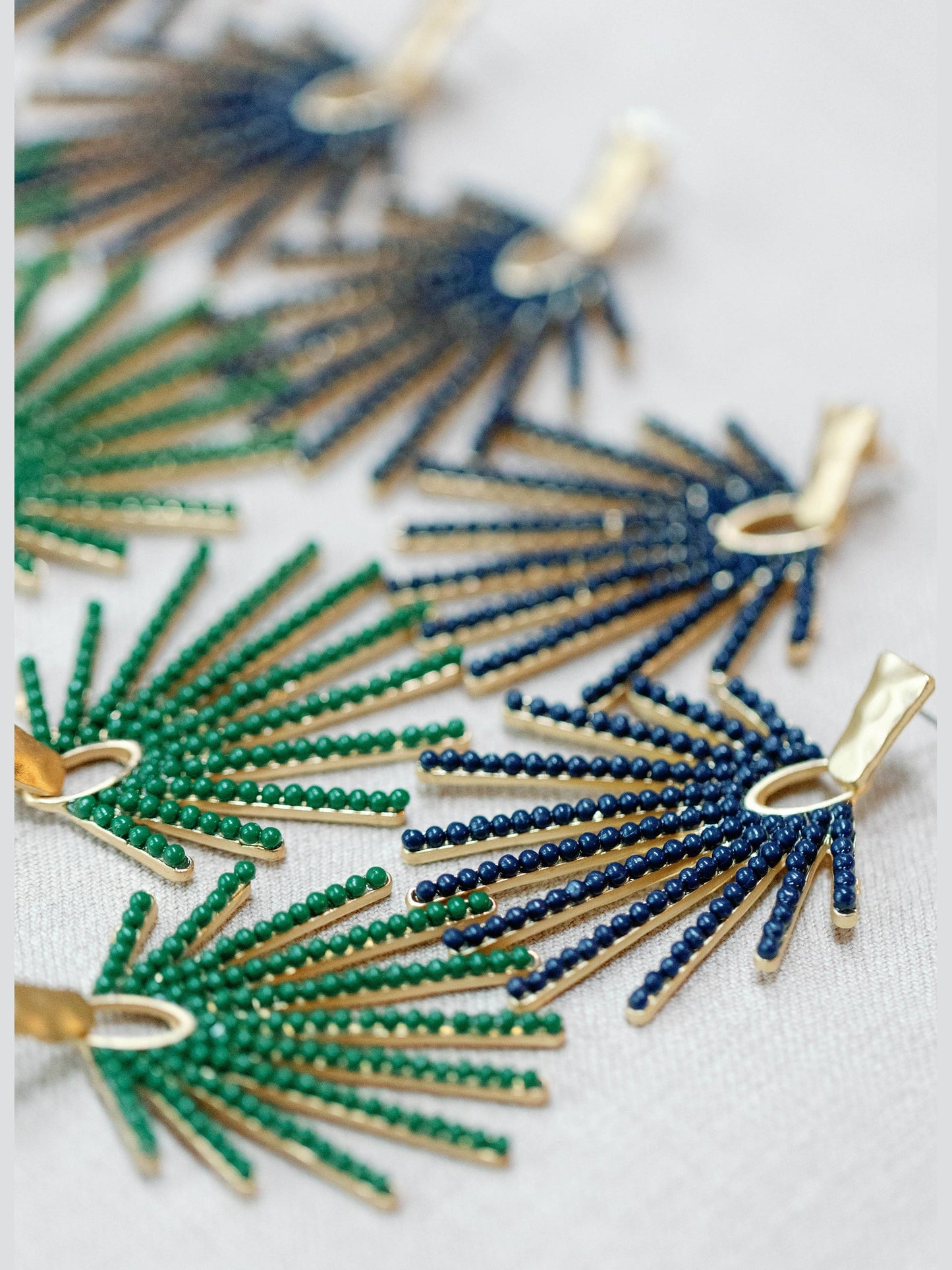 Navy Sunburst Statement Drop Earrings