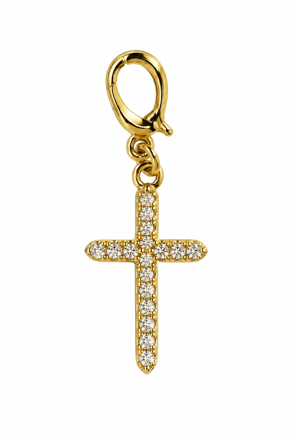 Gold Crystal Cross Charm