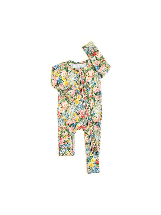 Joanna RUFFLE ZIP Bamboo One Piece Floral Baby Clothing