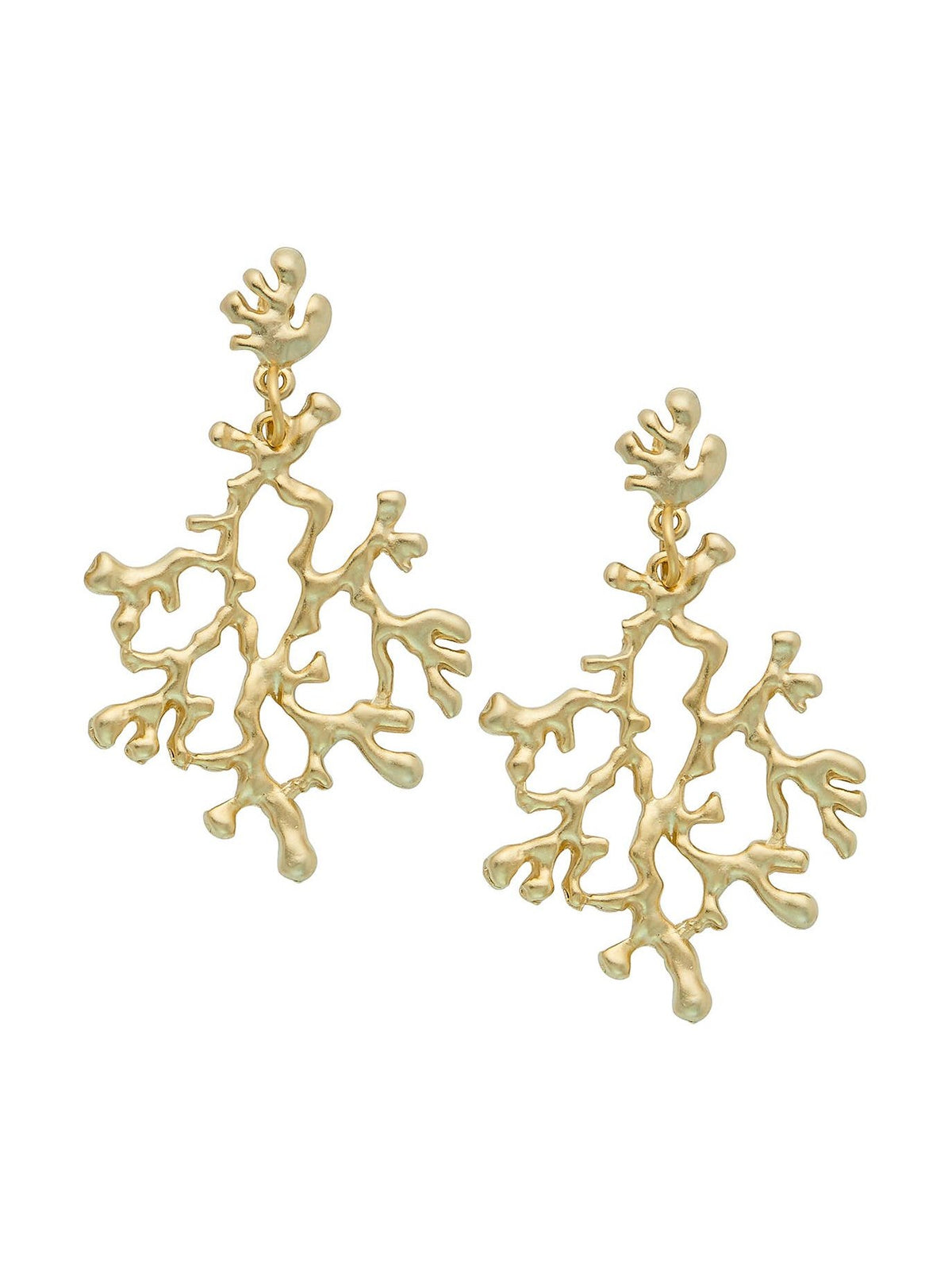 Gold Coral Branch Earrings