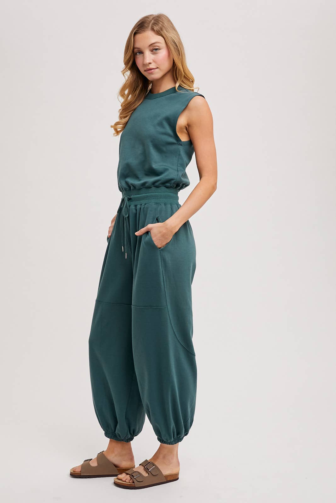 Sleeveless Ecru Jumpsuit