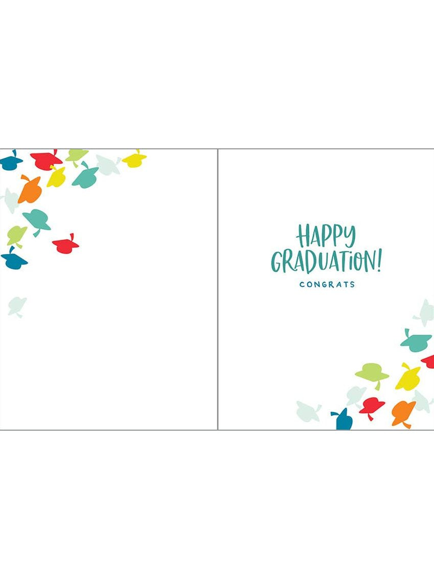 Graduation Greeting Card - Colorful Hat Toss