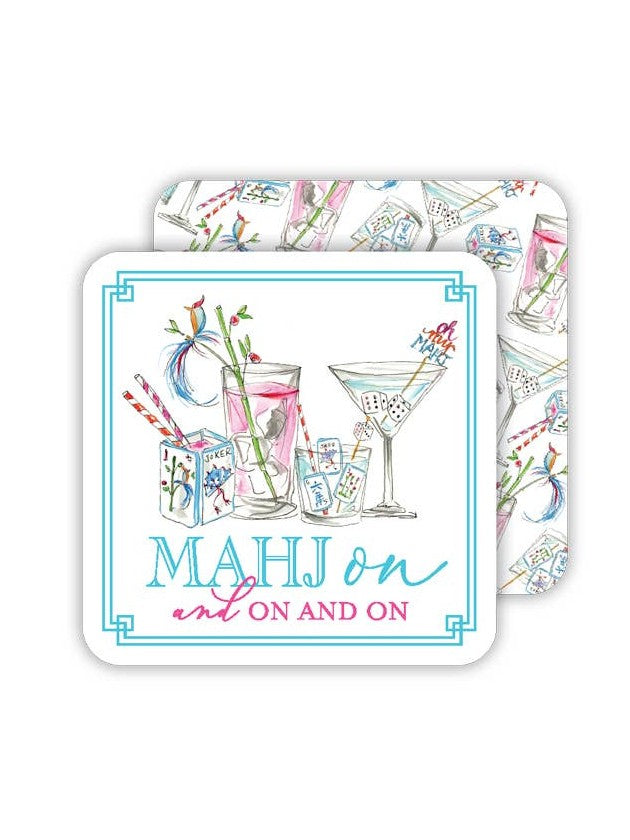 Mahjong Cocktails Mahj on and on and on Square Coaster