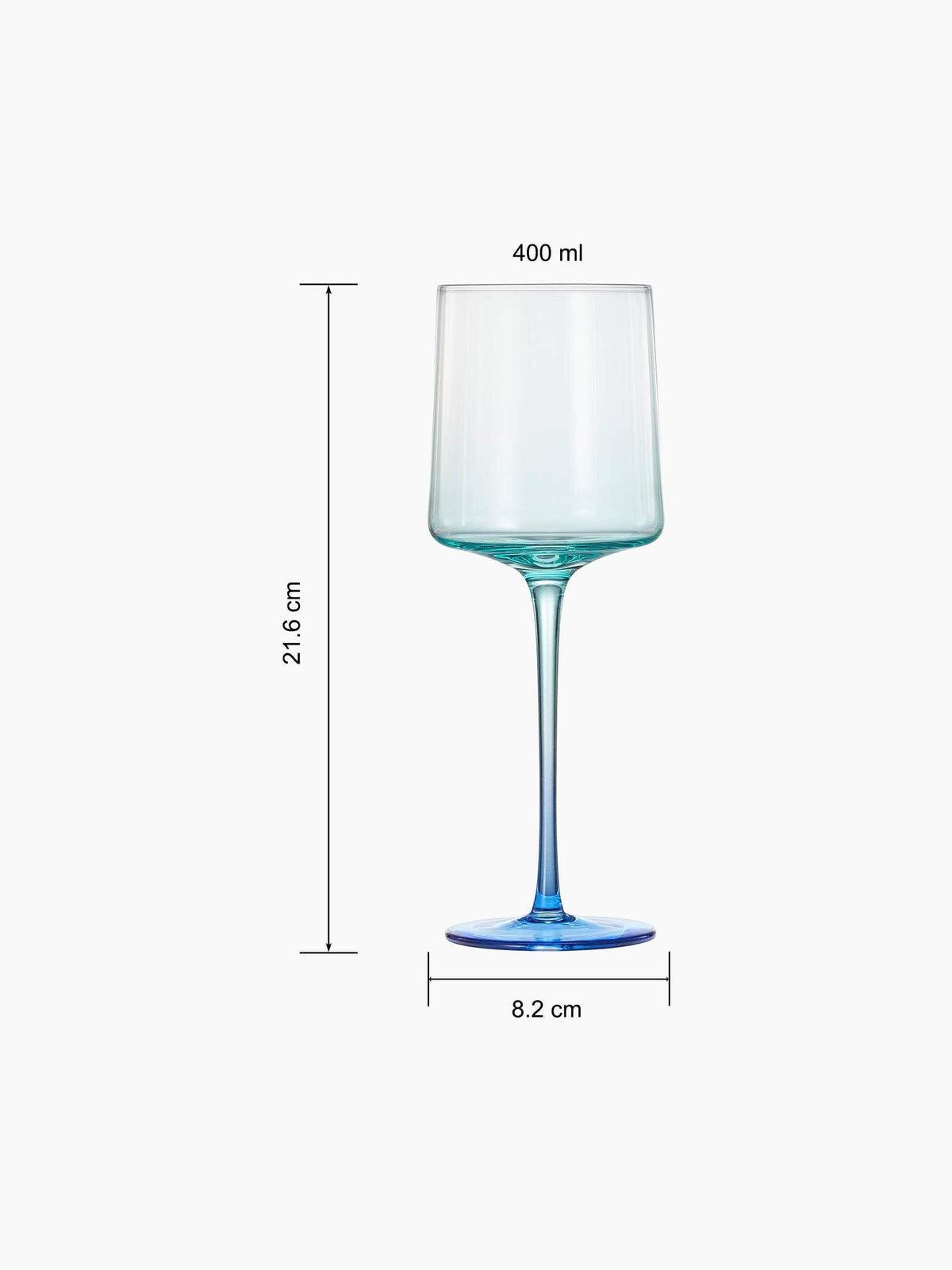 Handblown Colored Two-Toned Crystal Wine Glassware, Set of 4