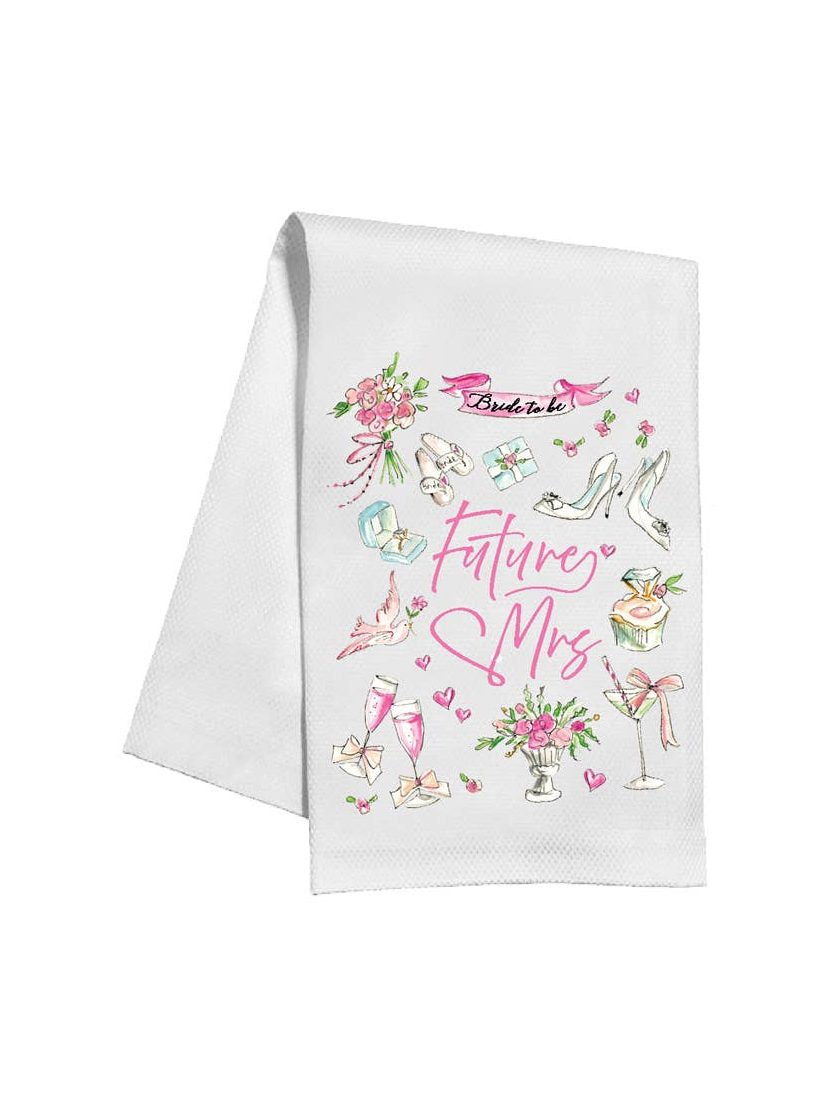 Handpainted Future Mrs. Bridal Icons Kitchen Towel