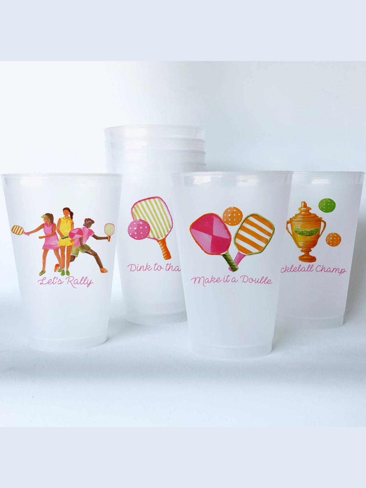 Pickleball Shatterproof 20 oz Plastic Cups; set of 8