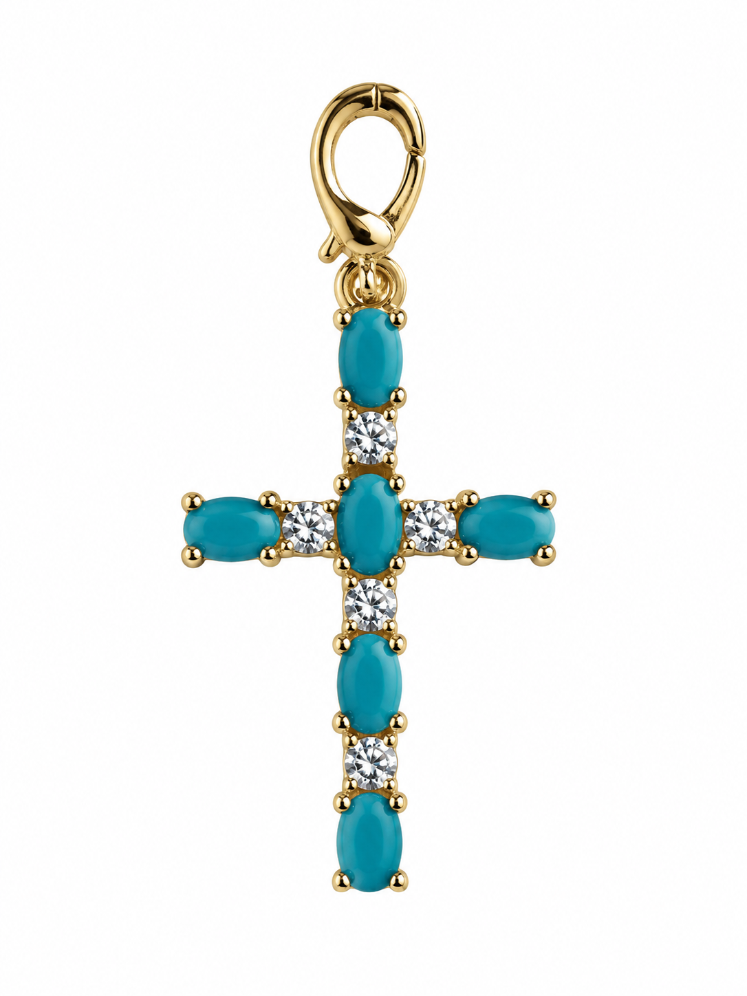 Turquoise Gem Cross Charm