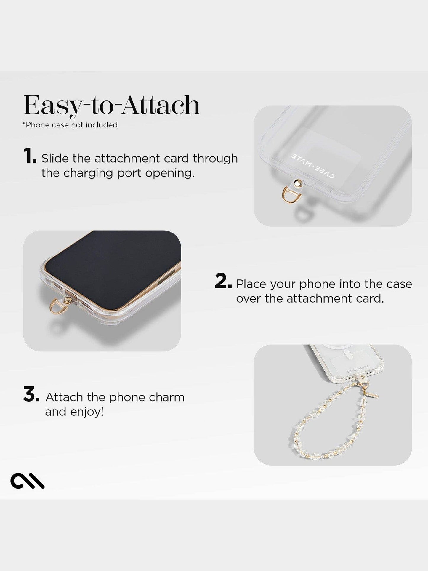 Crystal Pearl Gold Phone Charm