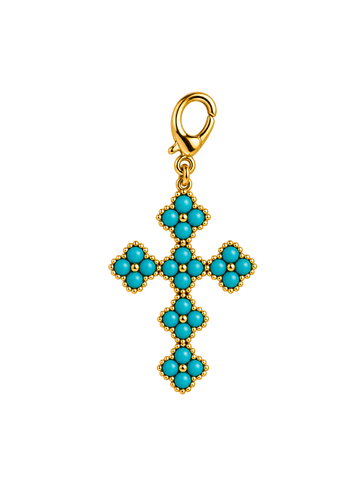 Turquoise Floral Cross Charm