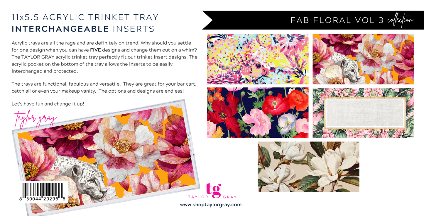5.5x11 FAB FLORAL VOL 3 trinket tray insert set of 5