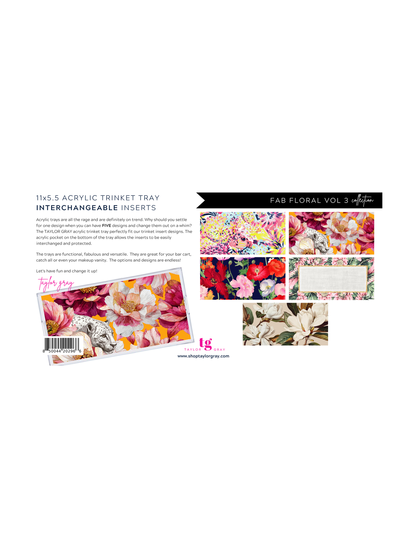 5.5x11 FAB FLORAL VOL 3 trinket tray insert set of 5