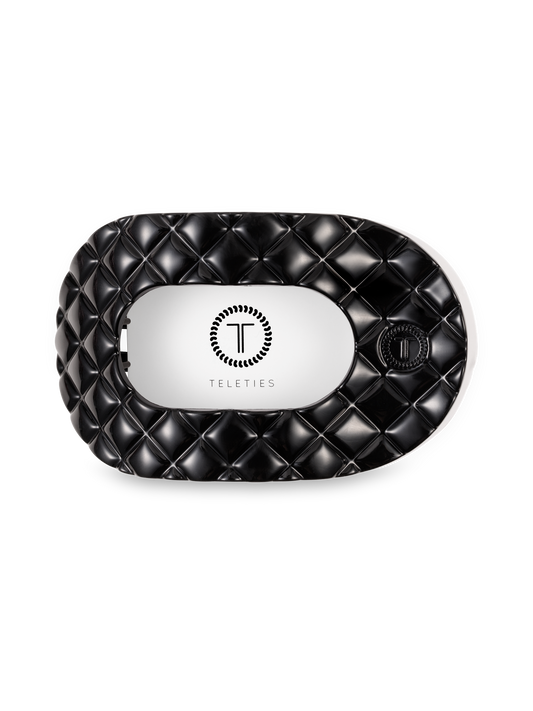 Flat Round Hair Clip | Large | Jet Black Quilted