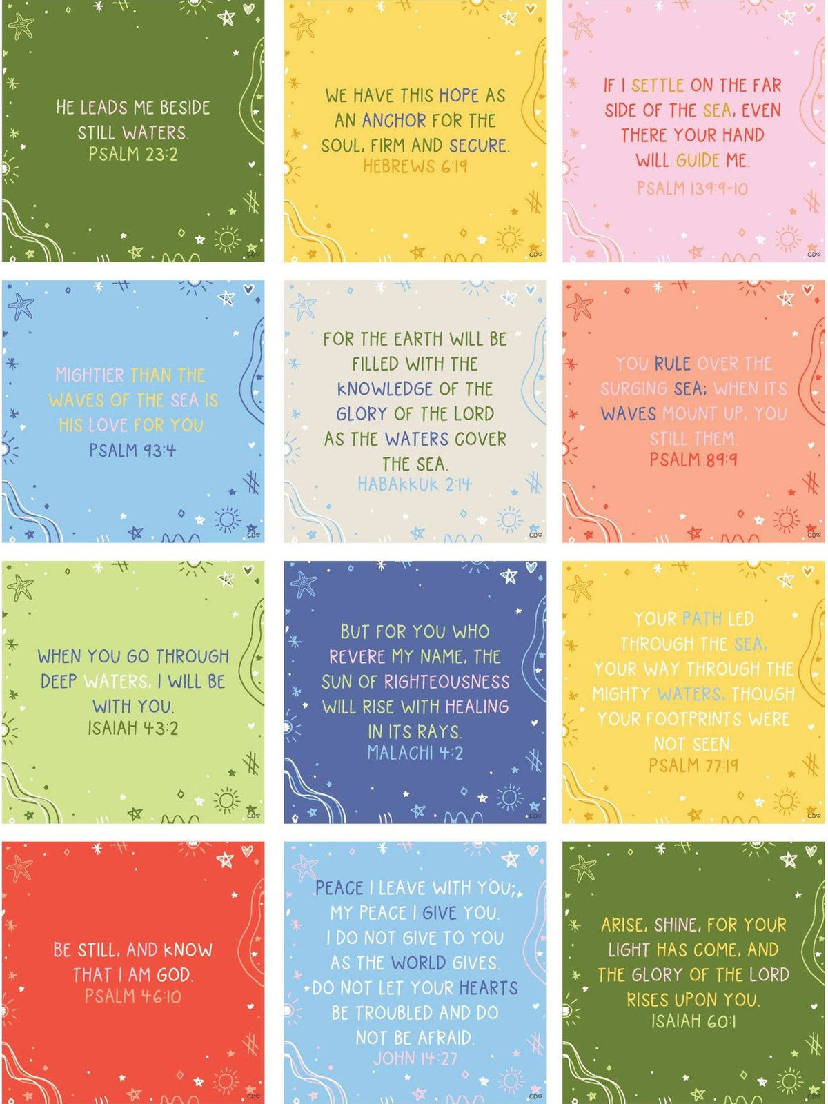 Verses for the Beach – Bible Verse Card Set + Display Stand