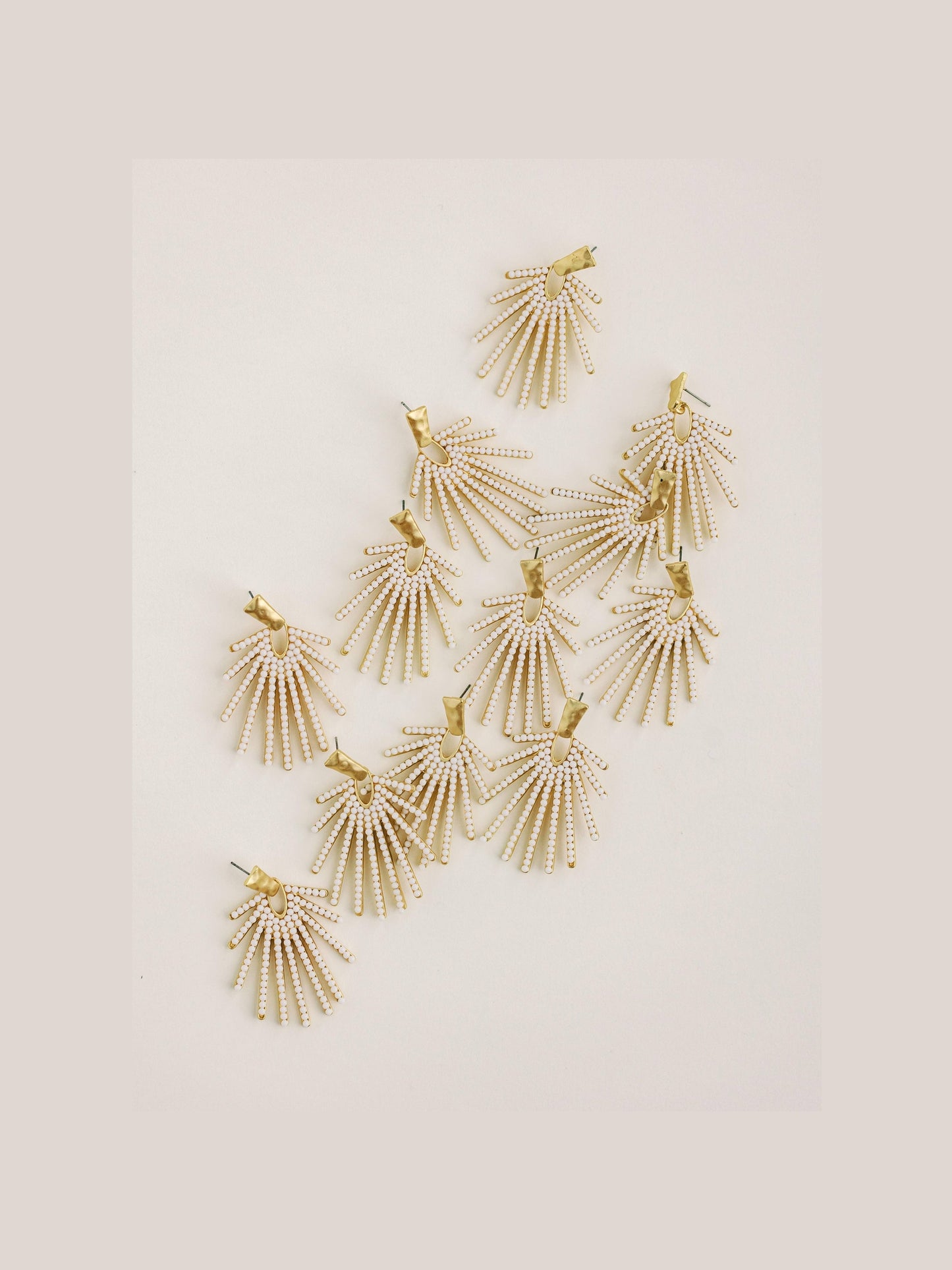 White Sunburst Statement Drop Earrings