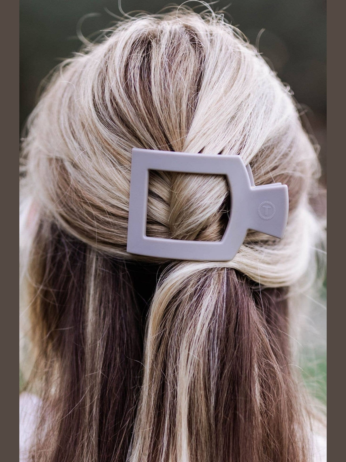 Square Flat Hair Clip | Med. | Silver Flames