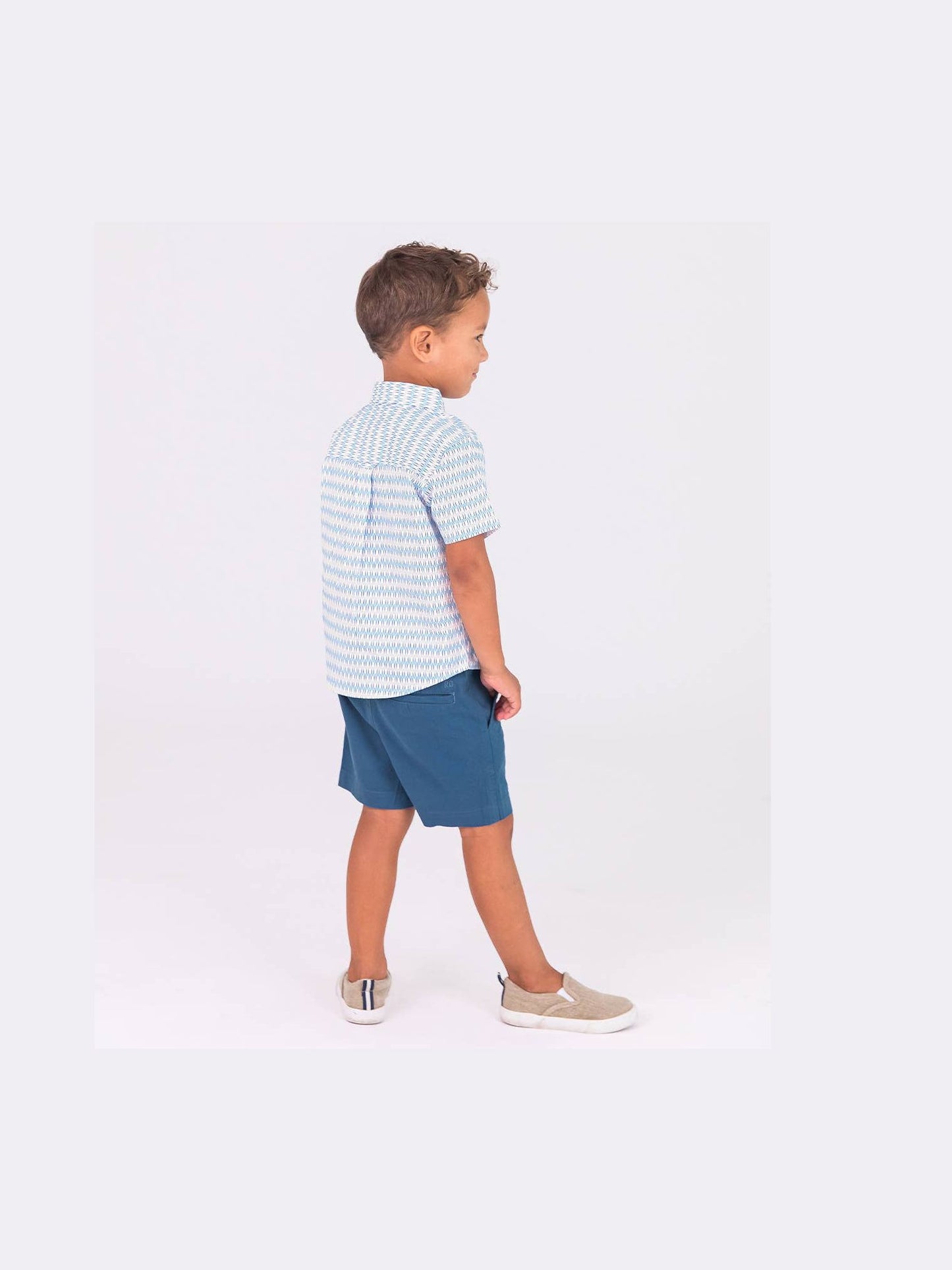 Boys Riding the Waves Short Sleeve Button Down Shirt