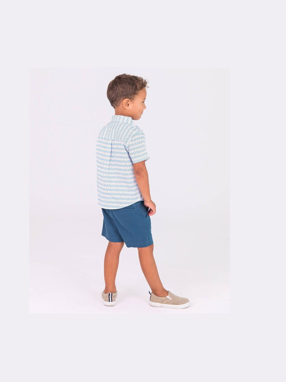 Boys Riding the Waves Short Sleeve Button Down Shirt