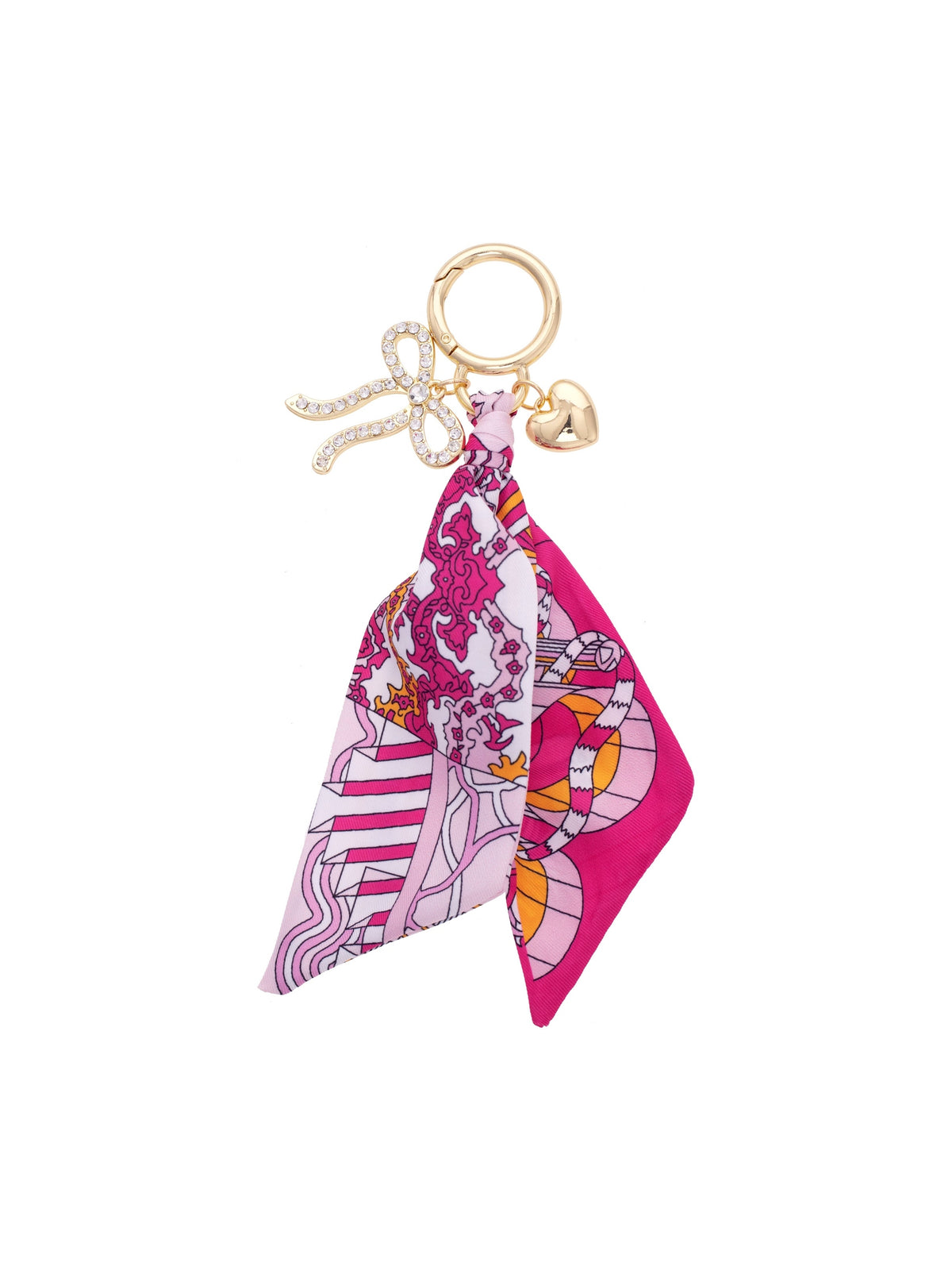 Carley Pave Bow Scarf Bag Charm in Light Pink/Fuchsia