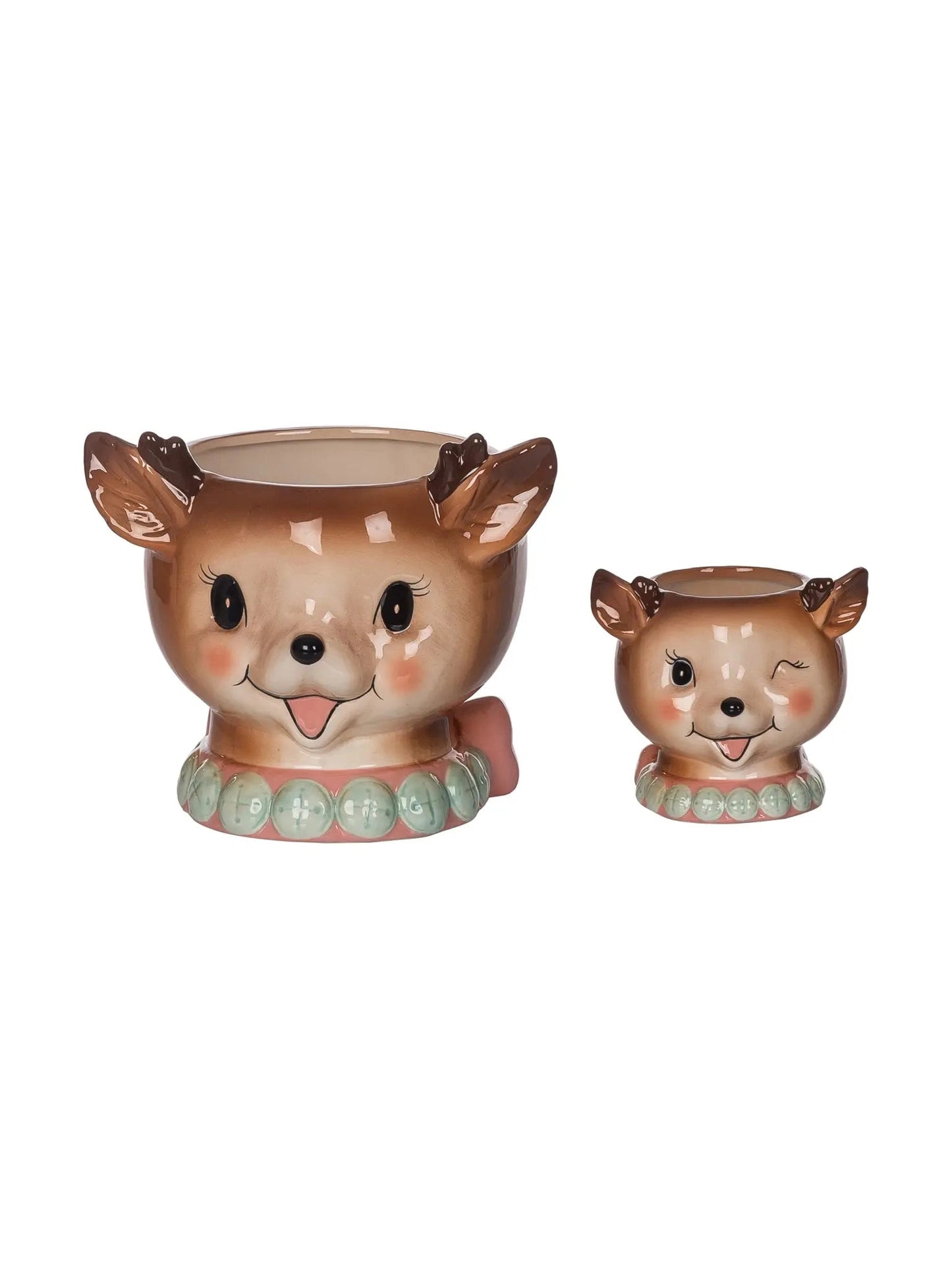 Dol Pink Vintage Reindeer Snack Bowls (set of 2)