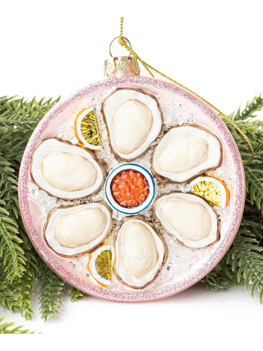 Oyster Bowl Glass Christmas Ornament
