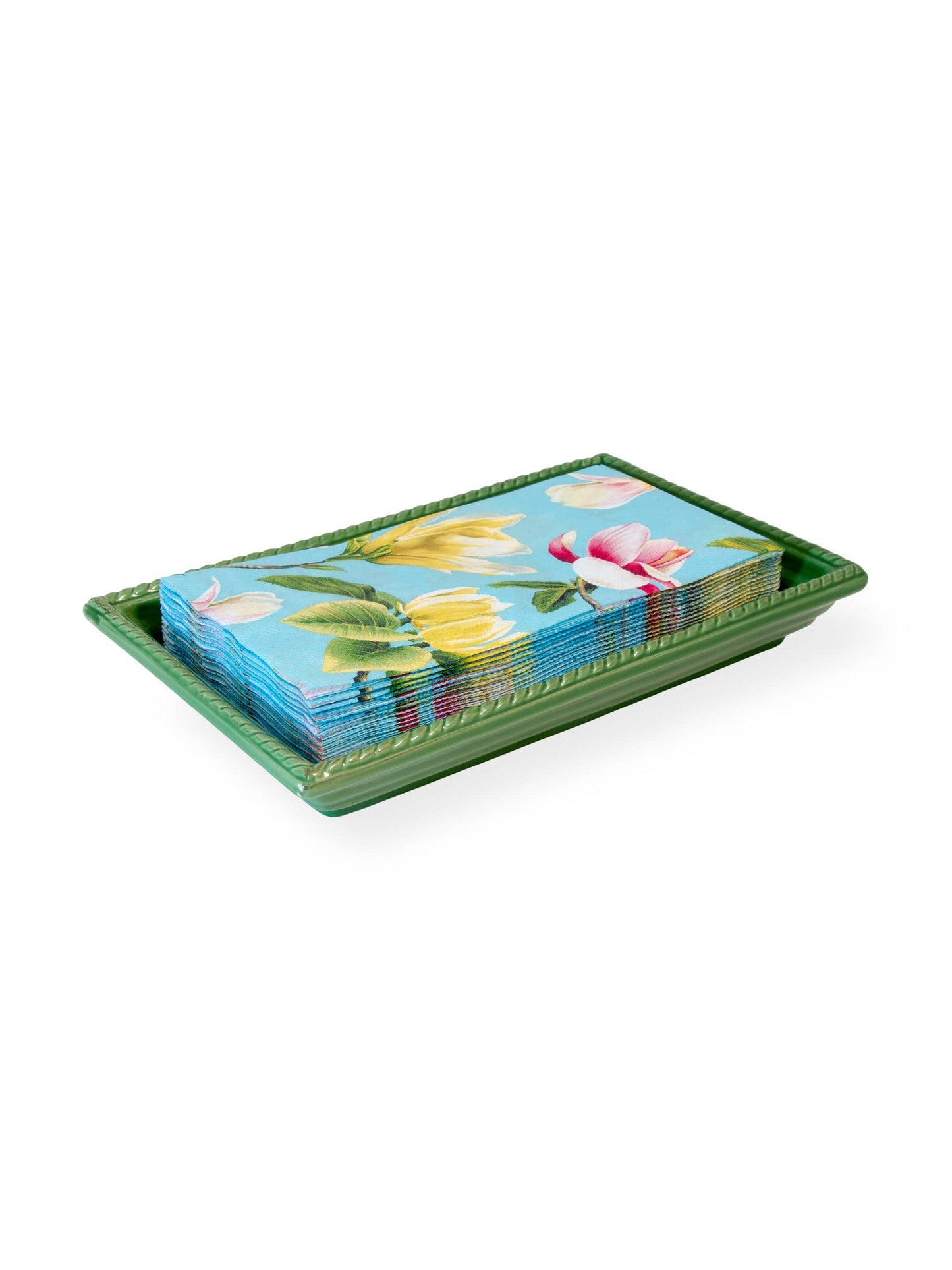 Paper Guest Towel Ceramic Caddy Tray Green