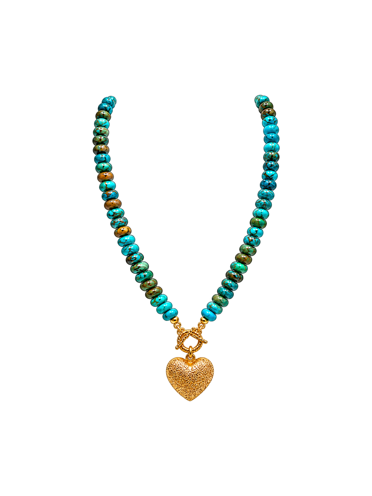 Turquoise Glass Beaded Necklace With Heart