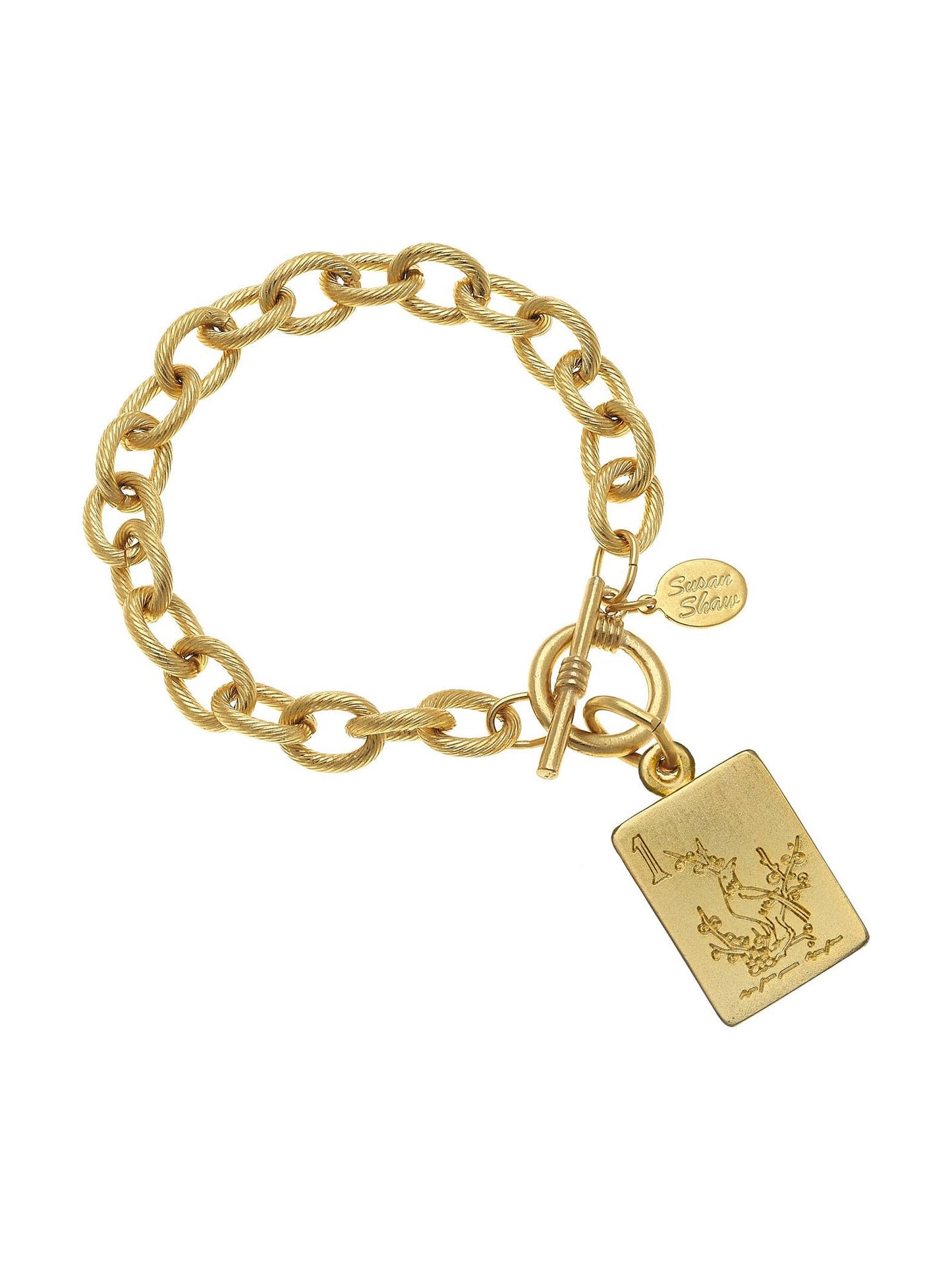 1 Bam Bird Mahjong Tile Bracelet