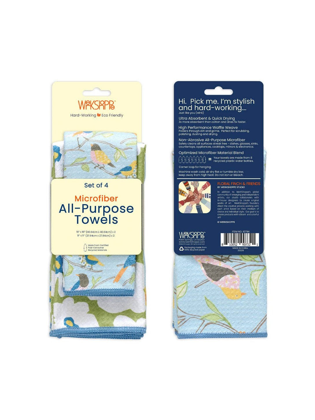 Floral Finch & Friends All Purpose Microfiber Towel Set