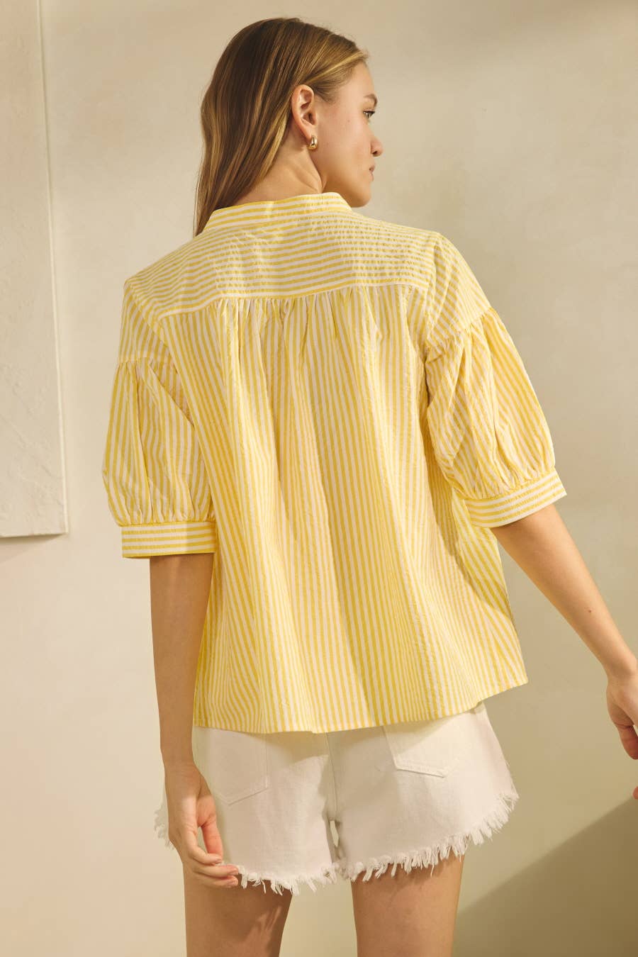 Butter Yellow Striped Blouse