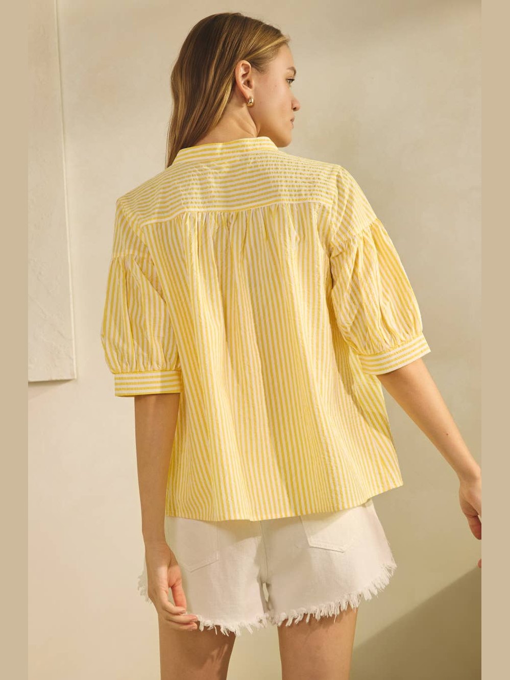 Butter Yellow Striped Blouse